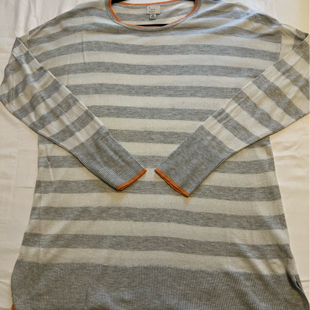 A New Day Striped Gray and Orange sweater